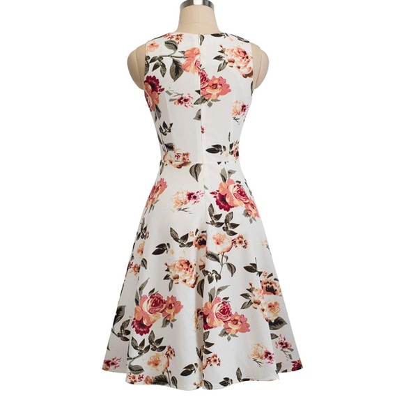 White Floral Cocktail Dress - Picture 3 of 6